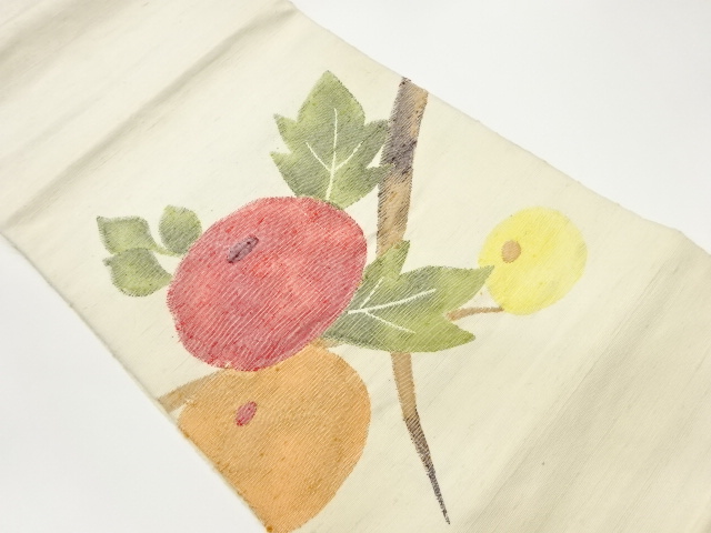 手織り紬万寿菊模様織出し名古屋帯